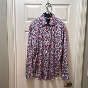 Floral Men's Shirt - Red and Blue